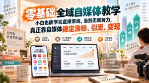 零基础全域自媒体教学,小白也能学完直接落地,告别无效努力,真正靠自媒体稳定涨粉、引流、变现-万象聊项目