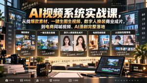 AI视频系统实战课，从找爆款素材、一键生图生视频、数字人换装商业成片，到电商同城视频、AI漫剧完整落地-万象聊项目