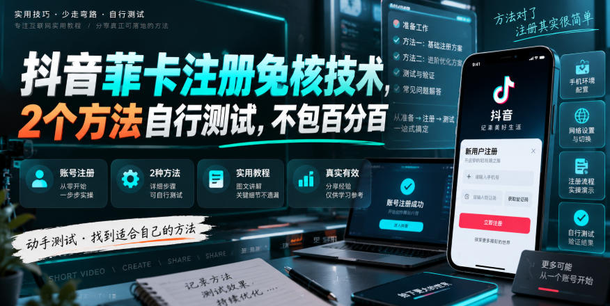 抖音菲卡注册免核技术，2个方法自行测试，不包百分百-万象聊项目