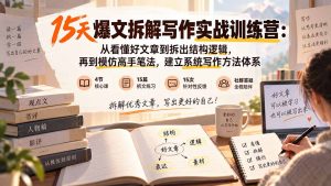 15天爆文拆解写作实战训练营：从看懂好文章到拆出结构逻辑，再到模仿高手笔法，建立系统写作方法体系-万象聊项目
