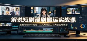 解说短剧漫剧搬运实战课：漫剧简易制作流程，二次剪辑加工，内容变现教学-万象聊项目