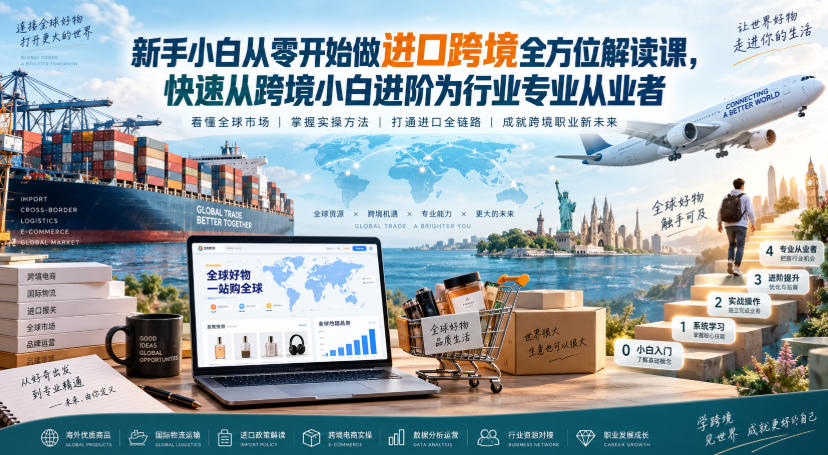 新手小白从零开始做进口跨境全方位解读课，快速从跨境小白进阶为行业专业从业者-万象聊项目
