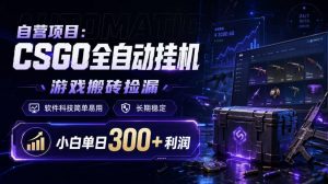自营项目：CSGO全自动挂G，游戏搬砖捡漏，软件科技简单易用，长期稳定，小白单日300+利润【揭秘】-万象聊项目