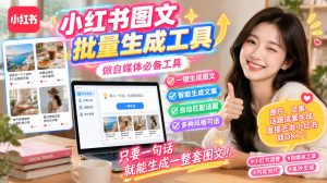 小红书图文批量生成工具，话题、文案、配图一键生成，直接发布，做自媒体必备工具-万象聊项目