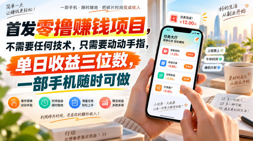 首发零撸賺钱项目，不需要任何技术，只需要动动手指，单日收益三位数，一部手机随时可做【揭秘】-万象聊项目