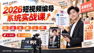 2026短视频编导系统实战课：账号定位+对标拆解+AI文案+拍摄剪辑，掌握抖加投放与实体获客全流程打法实战-万象聊项目