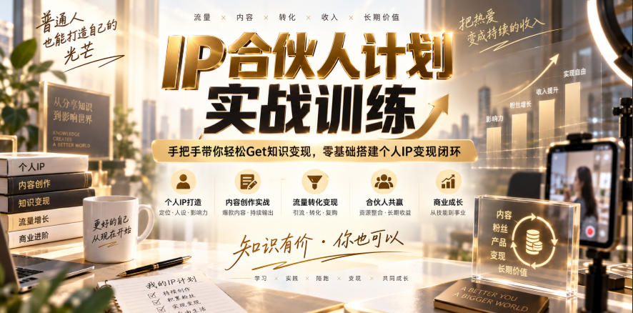 IP合伙人计划实战训练，手把手带你轻松Get知识变现，零基础搭建个人IP变现闭环(更新260908)-万象聊项目