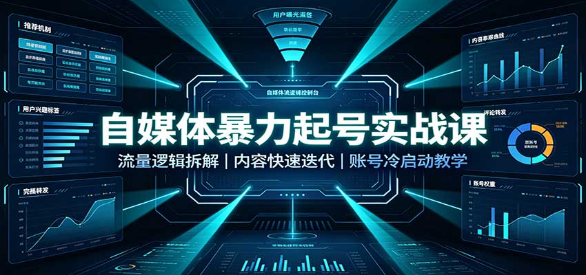 自媒体暴力起号实战课：流量逻辑拆解，内容快速迭代，账号冷启动教学-万象聊项目