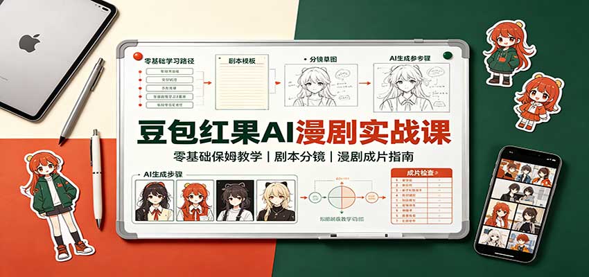 豆包红果AI漫剧实战课：零基础保姆教学，剧本分镜，漫剧成片指南-万象聊项目