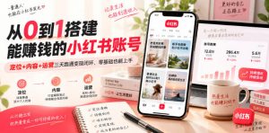 从0到1搭建能賺钱的小红书账号，定位+内容+运营三天跑通变现闭环-万象聊项目