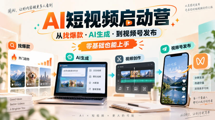 AI短视频启动营，从找爆款·AI生成·到视频号发布，零基础也能上手-万象聊项目