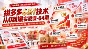 拼多多6杀1技术从0到爆实战课-64期：机会商品+防比价+限量购+全站营销+直通车+裂变完整六步打法-万象聊项目