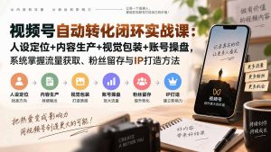 视频号自动转化闭环实战课：人设定位+内容生产+视觉包装+账号操盘，系统掌握流量获取、粉丝留存与IP打造方法-万象聊项目