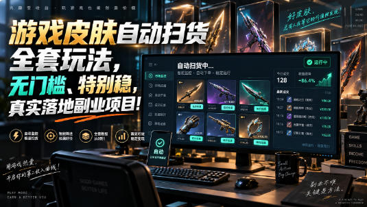 游戏皮肤自动扫货全套玩法，无门槛、特别稳，真实落地副业项目！【揭秘】-万象聊项目