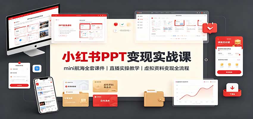 小红书PPT变现实战课：mini航海全套课件+直播实操教学，虚拟资料变现全流程-万象聊项目