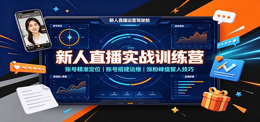 新人直播实战训练营：账号精准定位，账号搭建运维，涨粉峰值留人技巧-万象聊项目