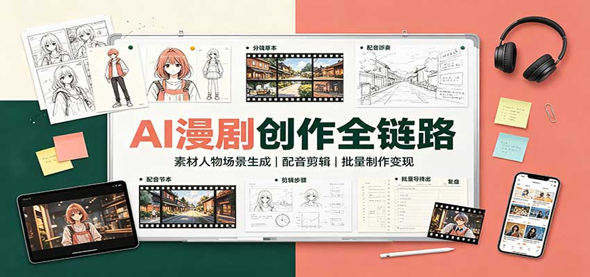 AI漫剧创作全链路：素材人物场景生成，配音剪辑，批量制作变现-万象聊项目