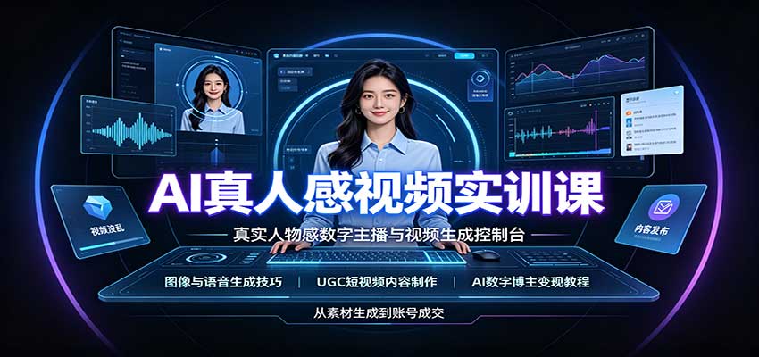 AI真人感视频实训课：图像语音生成，UGC内容制作，AI数字博主变现教程-万象聊项目