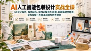 AI人工智能包装设计实战全课｜从设计规范、版式配色、结构刀模到AI出图、印刷落地全精通-万象聊项目