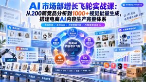 AI 市场部增长飞轮实战课：从200篇竞品分析到1000+视觉批量生成，搭建电商AI内容生产完整体系-万象聊项目