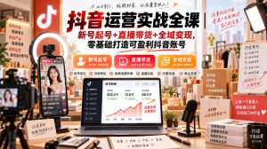 抖音运营实战全课|新号起号+直播带货+全域变现,零基础打造可盈利抖音账号-万象聊项目