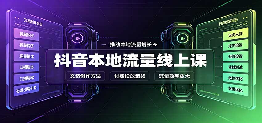 抖音本地流量线上课：账号搭建拍摄剪辑，文案创作与付费投放教学-万象聊项目