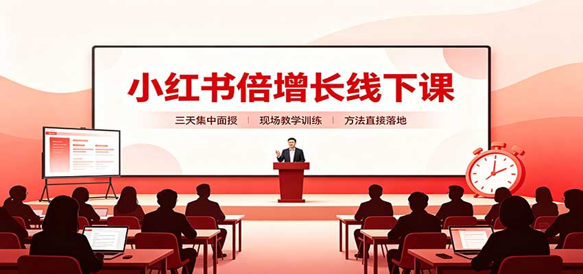 小红书倍增长线下课：三天集中面授，拆解选品、素材制作与起号全链路-万象聊项目