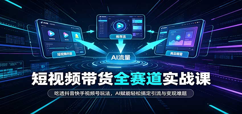 短视频带货全赛道：吃透抖音快手视频号玩法，AI赋能轻松搞定引流与变现难题-万象聊项目