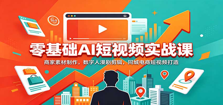 零基础AI短视频实战课：商家素材制作，数字人漫剧剪辑，同城电商短视频打造-万象聊项目