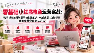 零基础小红书电商运营实战：账号搭建+科学养号+爆款笔记+全域选品+店铺运营，掌握完整变现闭环方法-万象聊项目