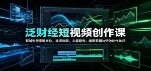 泛财经短视频创作课：解析财经赛道定位，掌握选题、文案配音，精通剪辑与特效制作技巧-万象聊项目