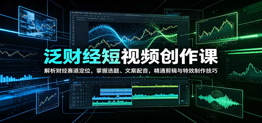 泛财经短视频创作课：解析财经赛道定位，掌握选题、文案配音，精通剪辑与特效制作技巧-万象聊项目