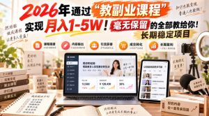 2026年通过“教副业课程”实现月入1-5W！毫无保留的全部教给你！长期稳定项目-万象聊项目