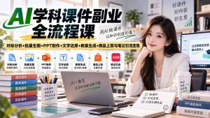 AI学科课件副业全流程课｜对标分析+批量生图+PPT制作+文字还原+教案生成+商品上架与笔记引流变现-万象聊项目