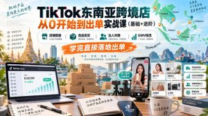 TikTok东南亚跨境店从0开始到出单实战课(基础+进阶)，店铺搭建、选品发货、达人对接、GMV投流，学完直接落地出单-万象聊项目