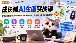 成长猫AI生图实战课｜GPT注册配置+提示词模板+参考图反推+同款二创+跨境电商详情页批量制作-万象聊项目
