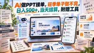 AI做PPT接单，旺季单子做不完，日入500+，当天结算，附赠工具【揭秘】-万象聊项目