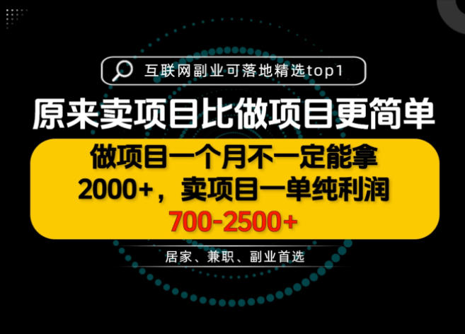 一单利润700-2.5K+，为什么我们要卖项目而不是做项目，我们普通人应该怎样开始？【揭秘】-万象聊项目