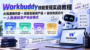 Workbuddy技能变现实战教程：AI批量做内容+经验包装成产品+自动完成交付，一人跑通轻资产创业模式-万象聊项目