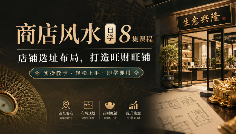 商店风水自学8集课程｜店铺选址布局，打造旺财旺铺实操教学-万象聊项目