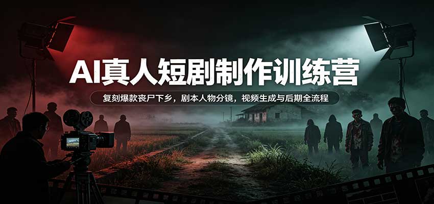 AI真人短剧制作训练营：复刻爆款丧尸下乡，剧本人物分镜，视频生成与后期全流程-万象聊项目