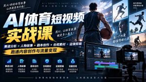 AI体育短视频赛道顶级玩法|赛道分析+人物故事+剧本创作+版权处理+运镜剪辑,跑通流量变现-日赚1K+-万象聊项目