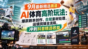 某大佬的9月最新精选赛道之AI体育顶级玩法，爆款剧本创作、版权规避、运镜剪辑全流程，稳拿抖音精选收益-万象聊项目