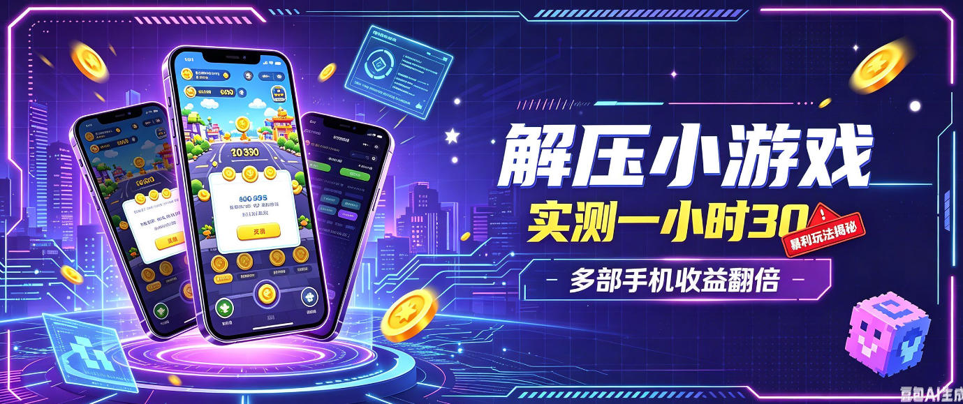 小游戏全流程玩法，实测一小时搞30，简单无脑解压，当天做当天就能看到进账，直接冲就行【揭秘】-万象聊项目