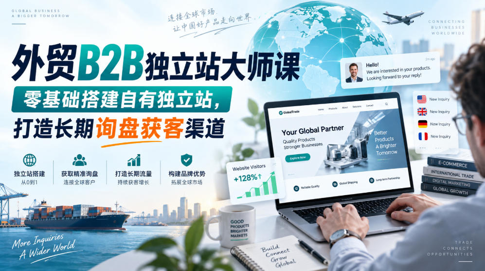 外贸B2B独立站大师课，零基础搭建自有独立站，打造长期询盘获客渠道-万象聊项目