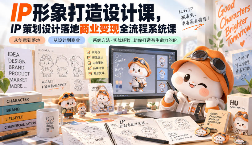 IP形象打造设计课，IP策划设计落地商业变现全流程系统课-万象聊项目