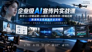 企业级AI宣传片实战课｜数字人+分镜运镜+AI配乐+航拍特效+剪辑后期，跑通商业视频制作全流程-万象聊项目