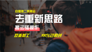 (11682期)去重新思路,详细教你自媒体视频二剪搬运技术,自己加工双重去重100%过…-万象聊项目