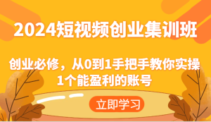 2024短视频创业集训班：创业必修，从0到1手把手教你实操1个能盈利的账号-万象聊项目