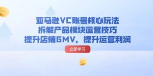 (11848期)亚马逊VC账号核心玩法,拆解产品模块运营技巧,提升店铺GMV,提升运营利润-万象聊项目